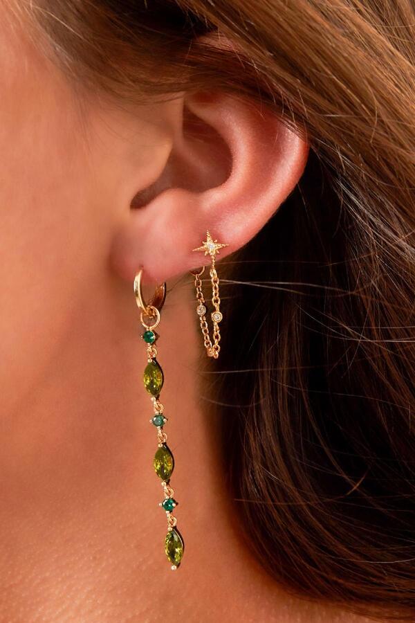 Earrings with chain star - Sparkle collection Gold Copper